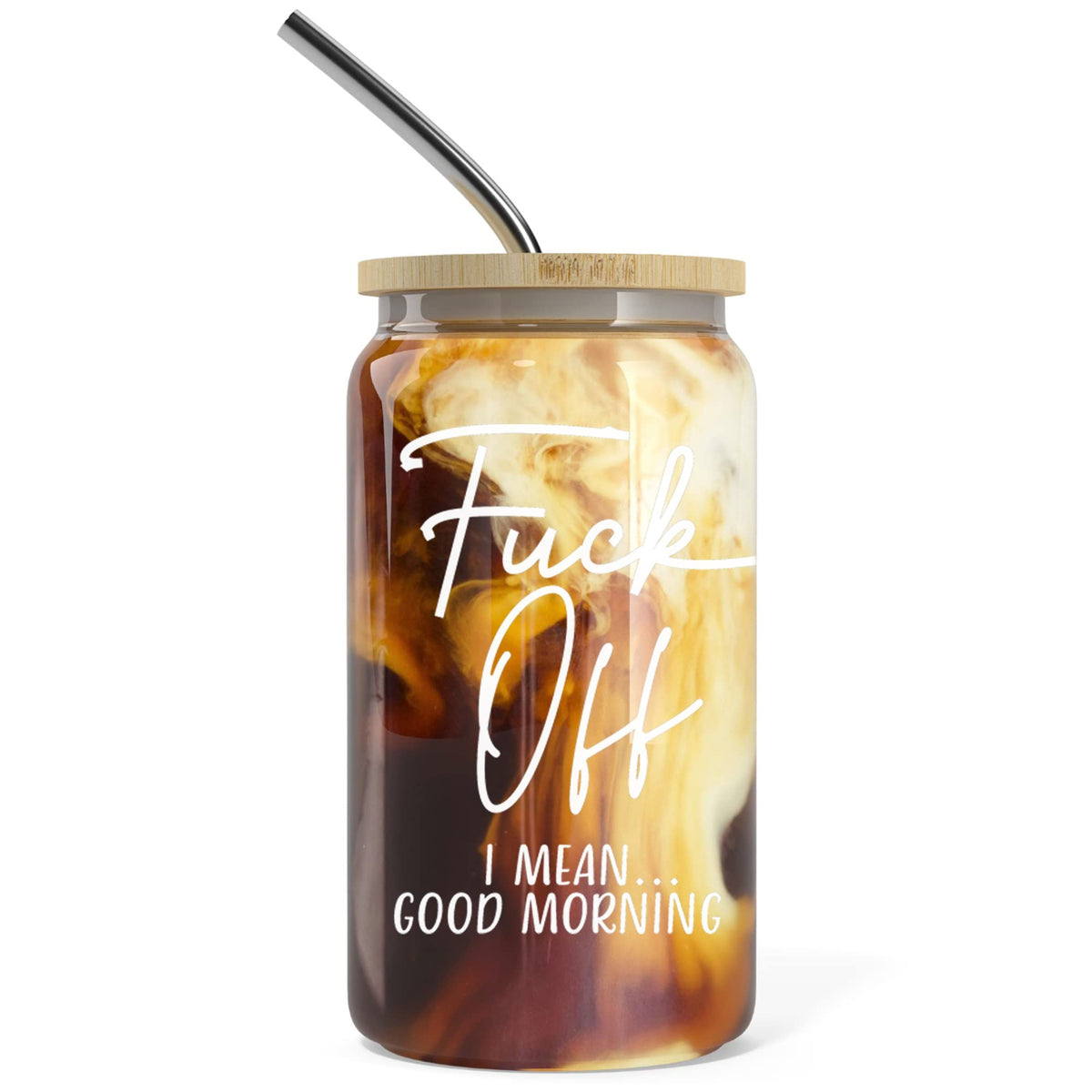 Heather and Willow 16 oz iced coffee cup with bamboo lid for spill-free on-the-go.