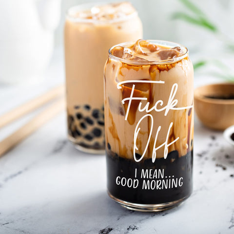 Heather and Willow glass tumbler with straw for refreshing cold beverages.