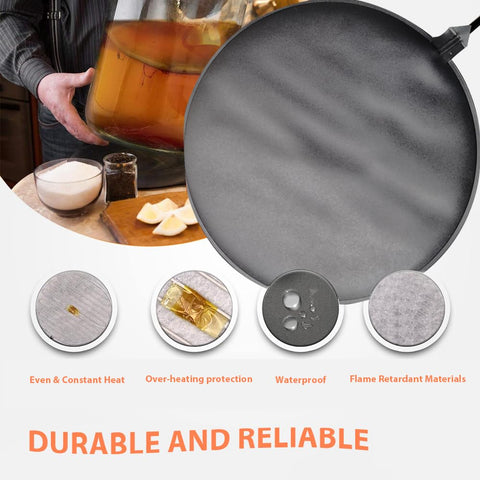 HEATIDEAS 12-inch diameter heating pad with UL-listed wiring for safe use.