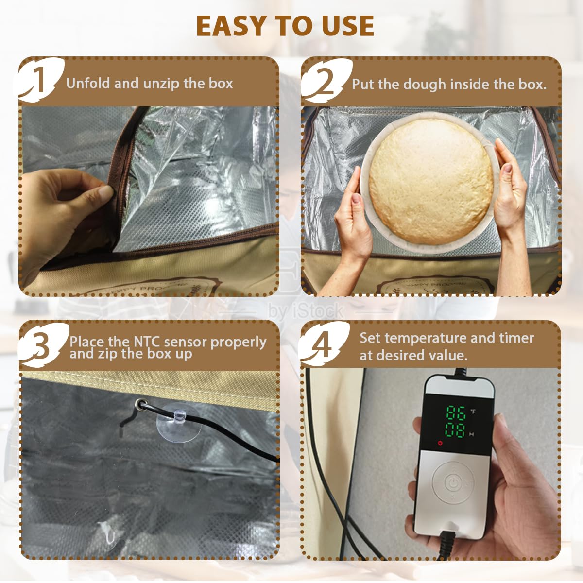 HEATIDEAS dough proofer box bottom heating pad detail shows even heat distribution.