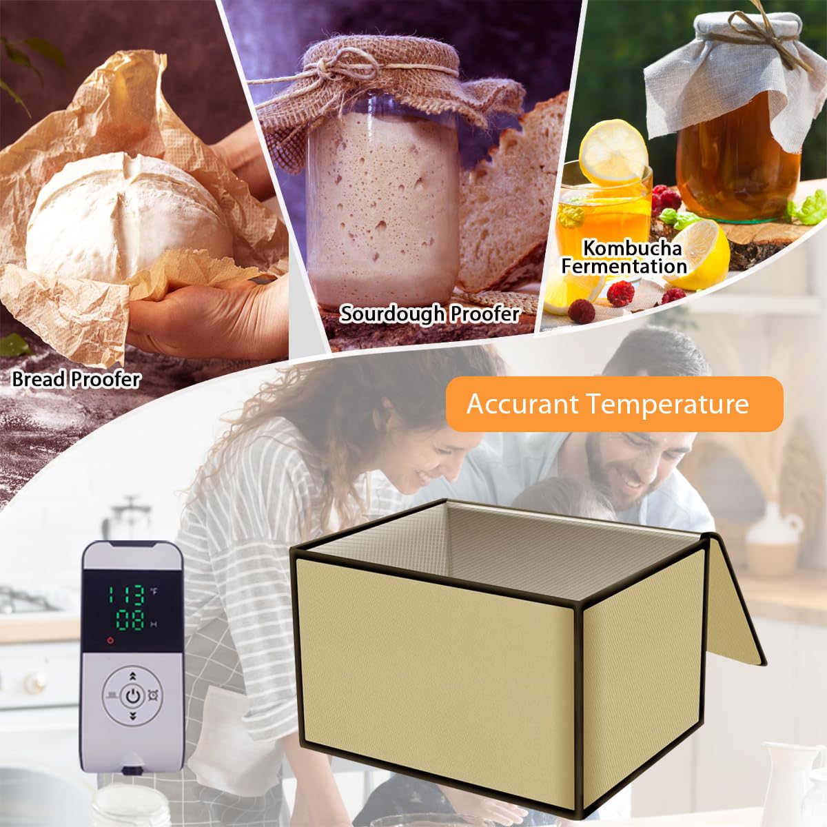 HEATIDEAS dough proofer box control panel close-up demonstrates precise temperature control.