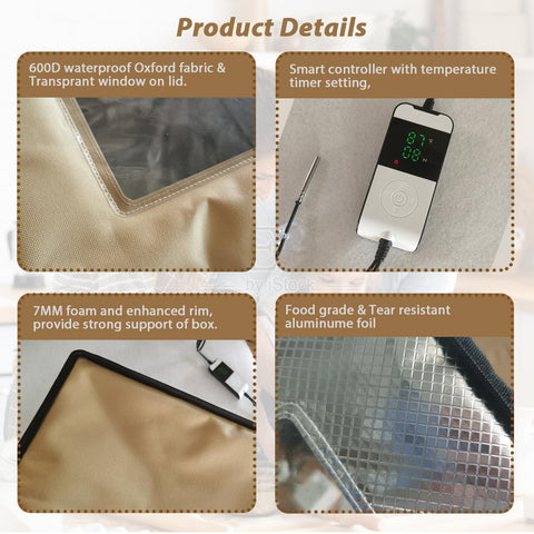 HEATIDEAS dough proofer box insulation close-up emphasizes thermal efficiency.