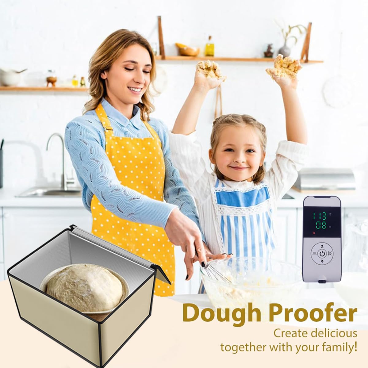 HEATIDEAS dough proofer box LED display shows real-time temperature.