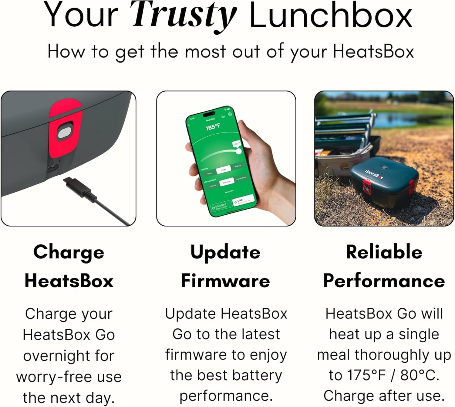 HeatsBox Go travel-friendly design suits office and on-the-go lunches.