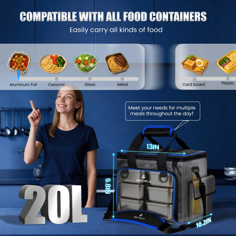 Heatvelle 20L interior capacity supports multiple meals and containers.