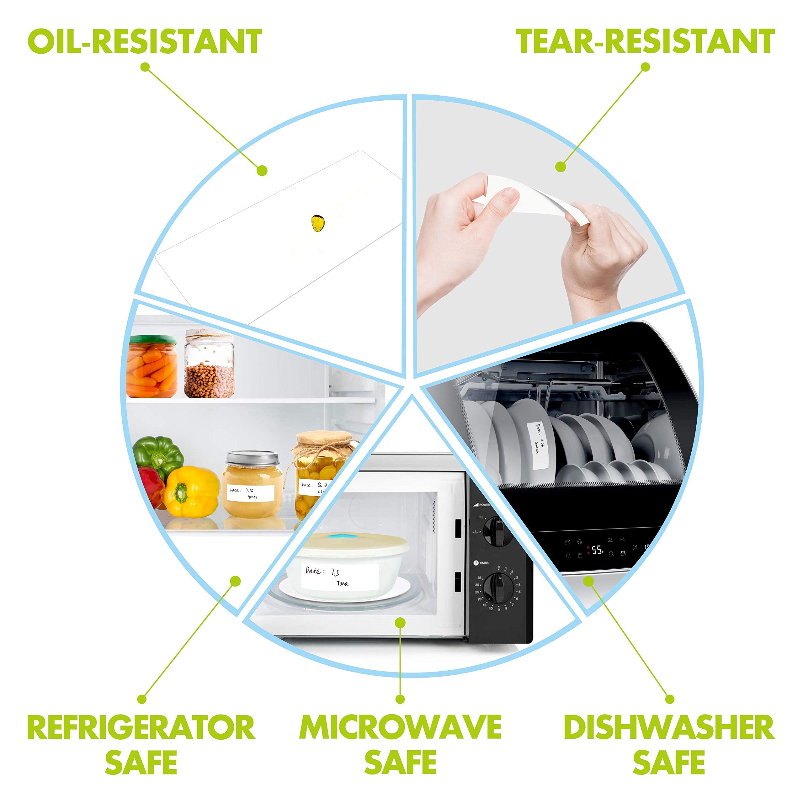 Hebayy durable water and oil resistant labels suitable for pantry use