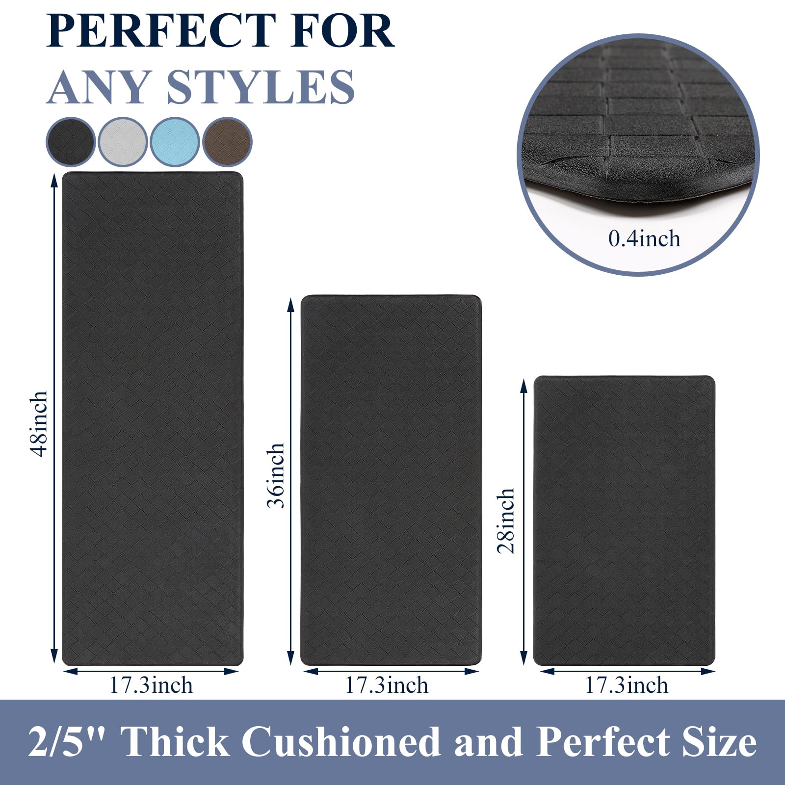 HEBE anti-fatigue kitchen mat 17-3x36 inch – comfortable standing while cooking or cleaning