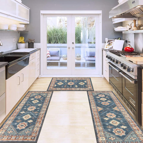 HEBE RUGS laundry-room-friendly mat resists wear and cleans easily.