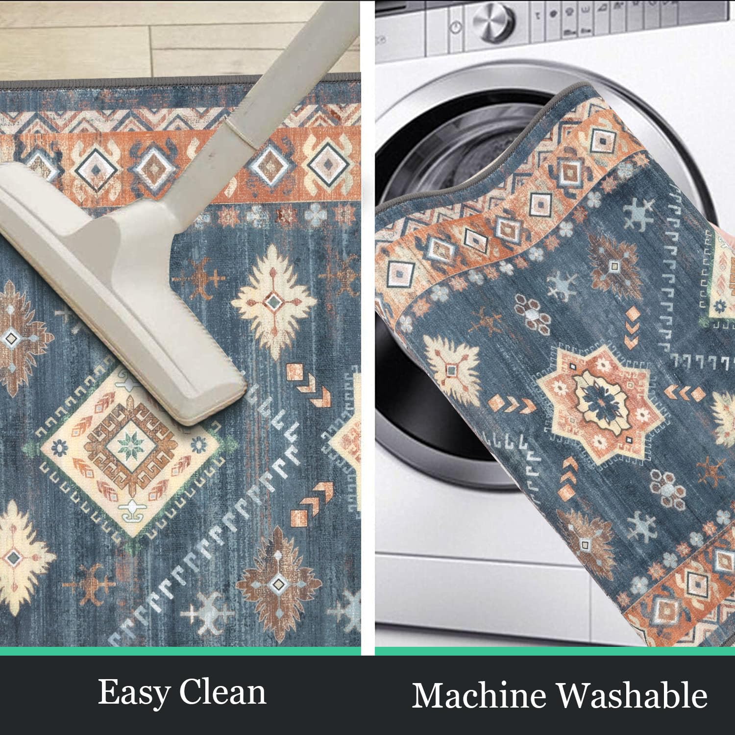 HEBE RUGS washable kitchen rug set for easy cleanup after spills and daily wear.