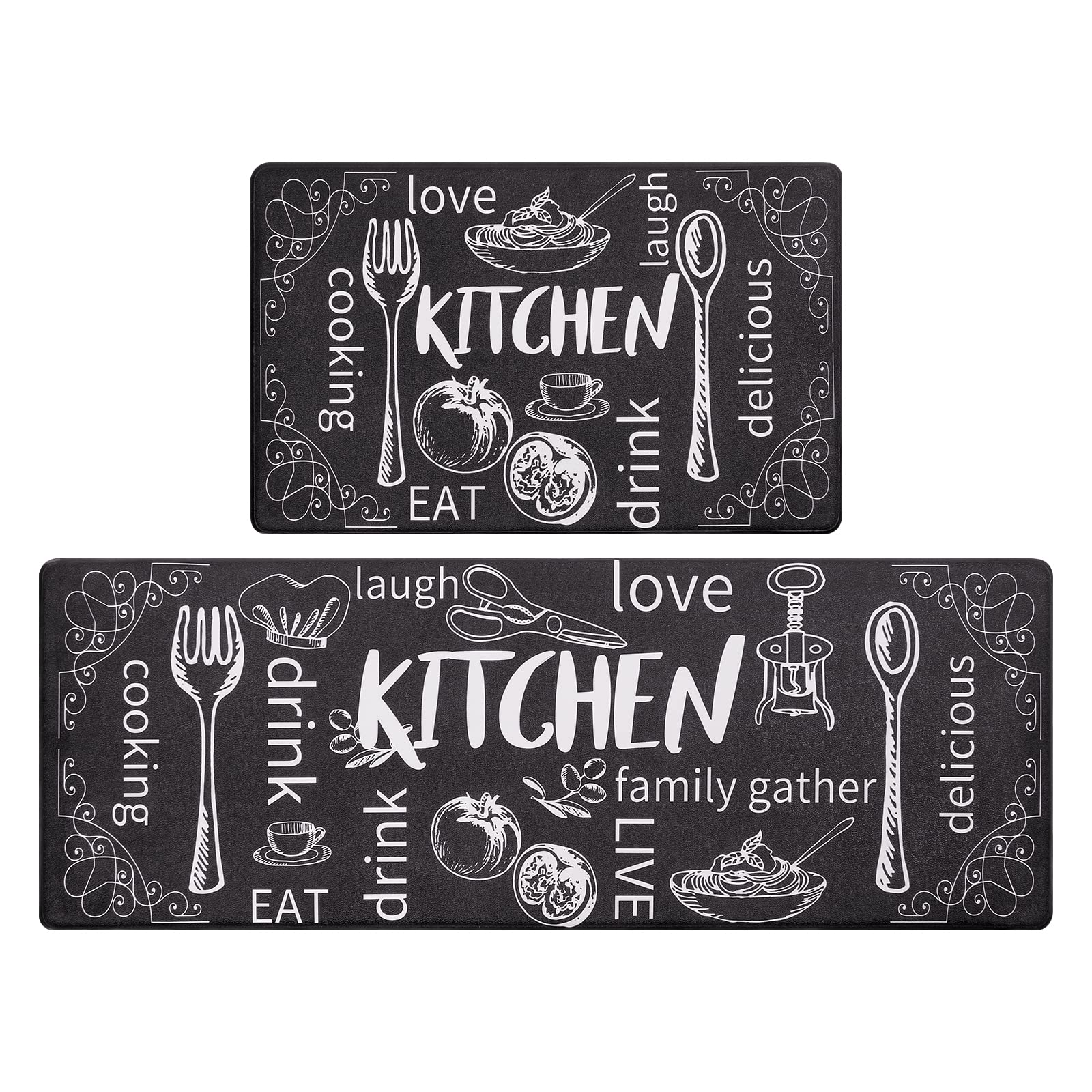 HEBE Kitchen Mats 2pc Cushioned set by the sink for comfort
