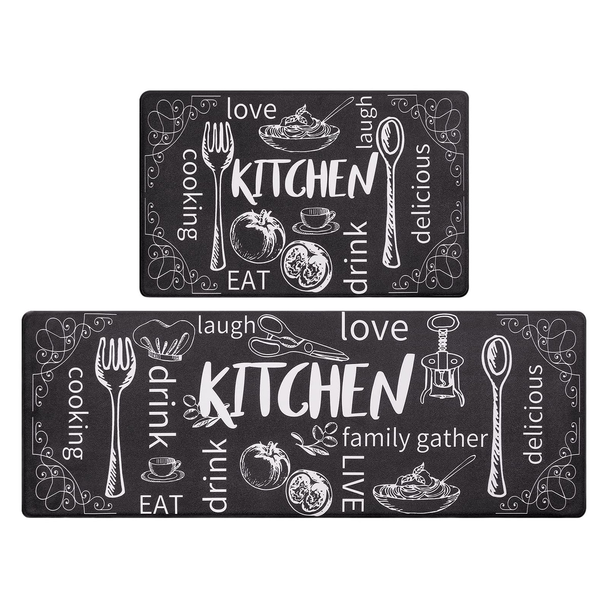 HEBE Kitchen Mats 2pc Cushioned set by the sink for comfort