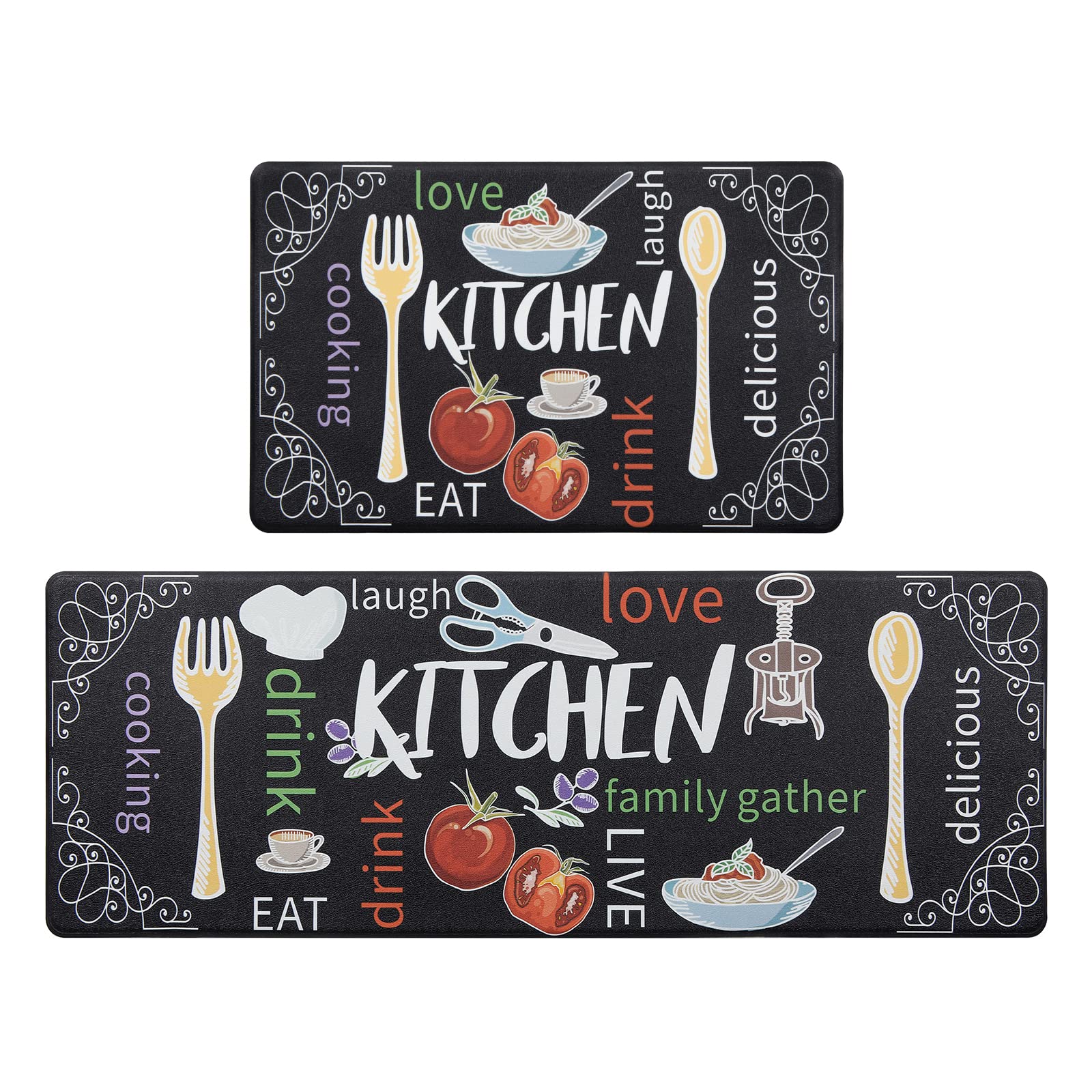 HEBE kitchen mats 2pc front view with cushioned support for comfortable standing