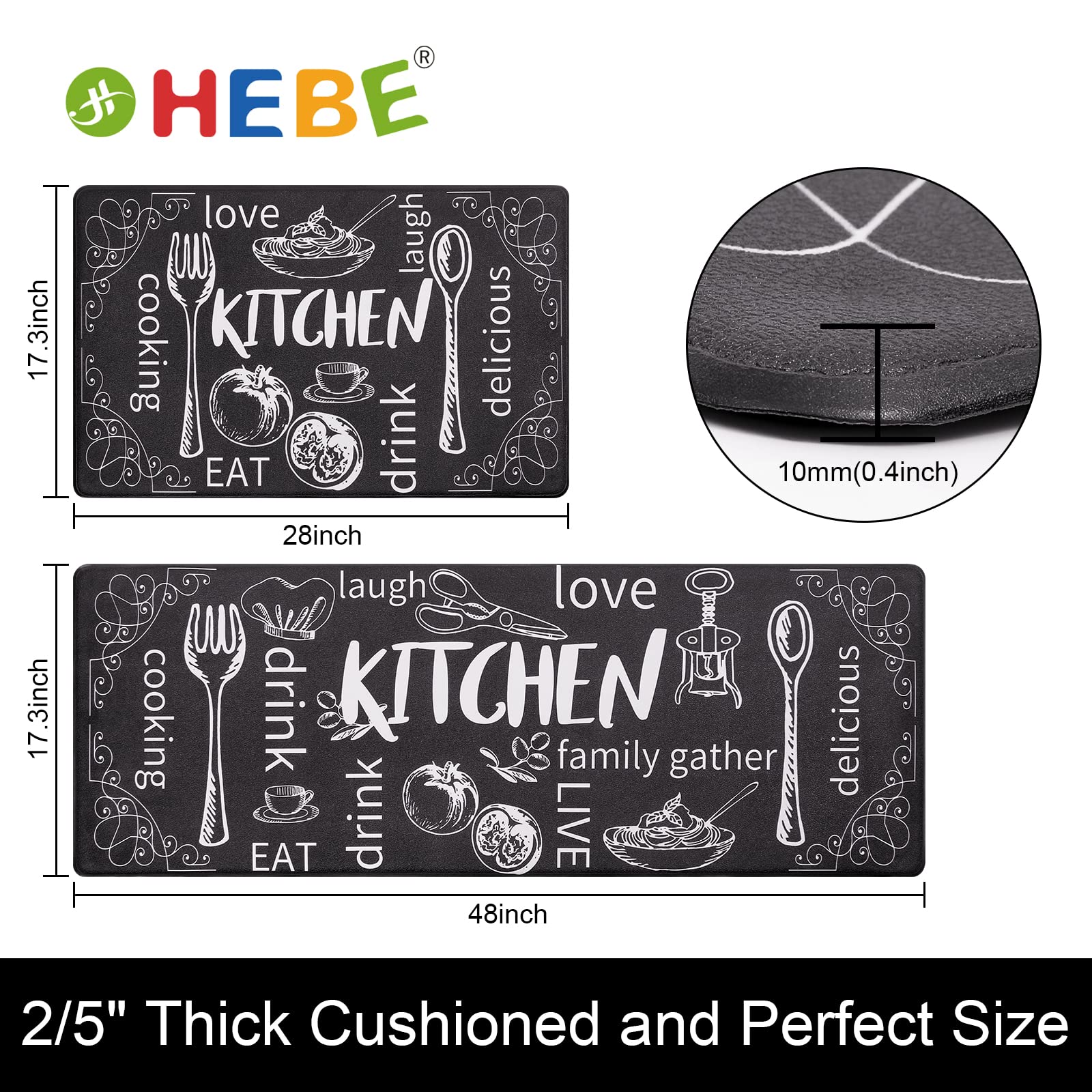 HEBE Anti-slip backing and textured surface for safer kitchen floors
