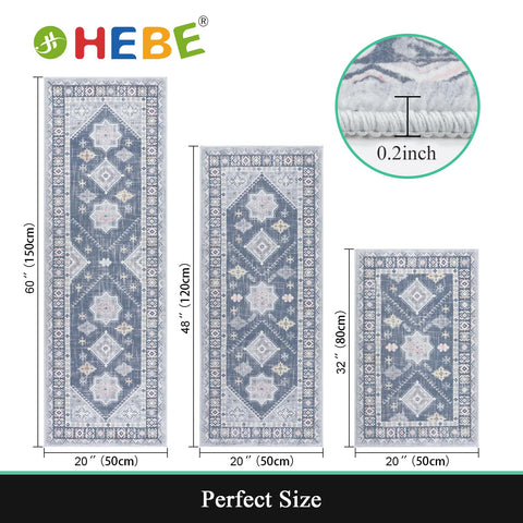 HEBE Rugs boho kitchen rug close-up weave detail, durable polypropylene