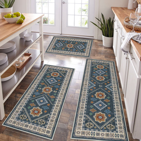 HEBE RUGS boho kitchen rug set 3-piece with runner offers stylish floor coverage.