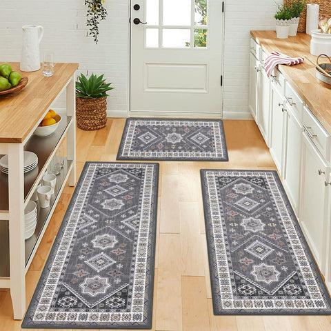 HEBE RUGS boho kitchen rug set non-slip backing reduces shifting on floors