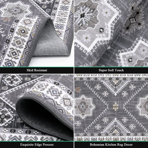 HEBE RUGS boho kitchen rug set washable feature enables easy deep cleaning