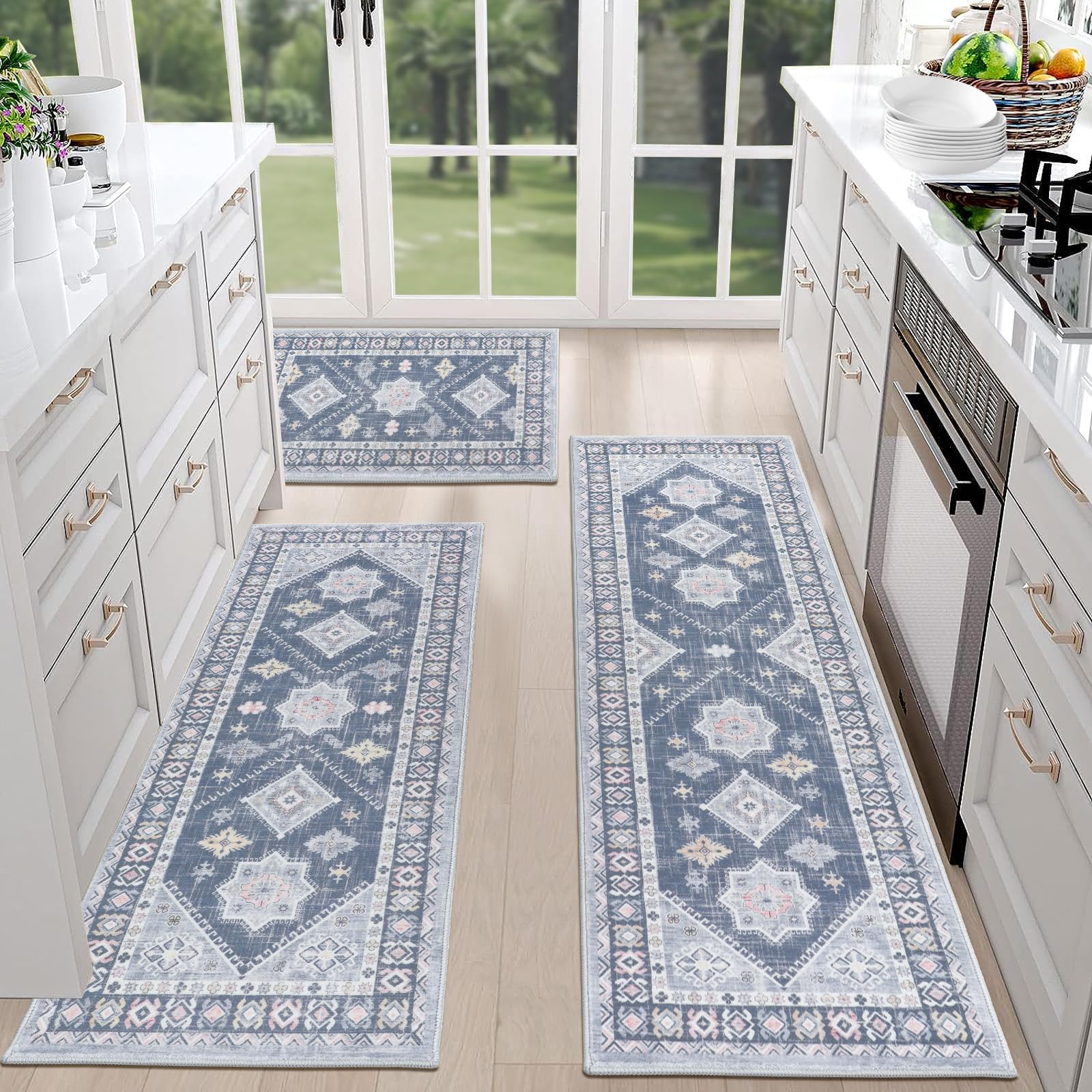 HEBE Rugs boho kitchen runner 20x47, versatile kitchen or hallway use