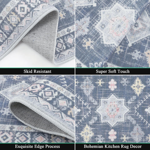 HEBE Rugs boho kitchen long runner 20x59, ideal entryway protection