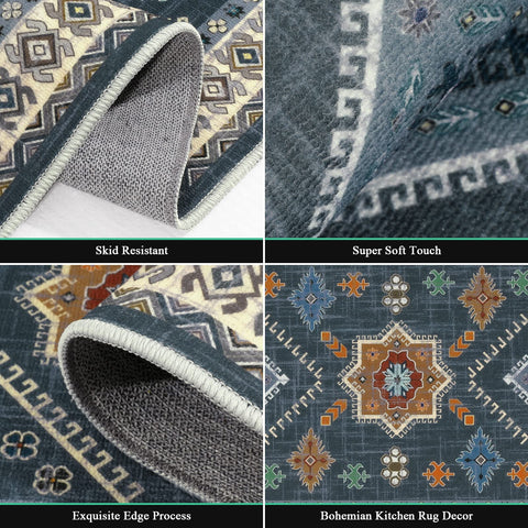 HEBE RUGS durable polypropylene kitchen rug resists fading and shrinking.