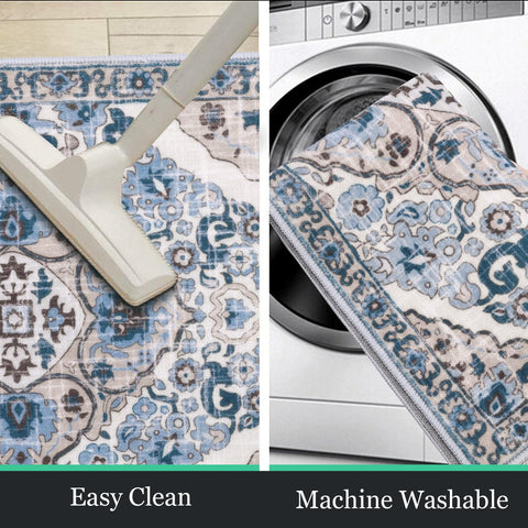 HEBE RUGS durable polyester construction supports long-lasting kitchen mats.