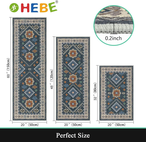 HEBE RUGS non-slip back kitchen rug enhances safety on slick floors.