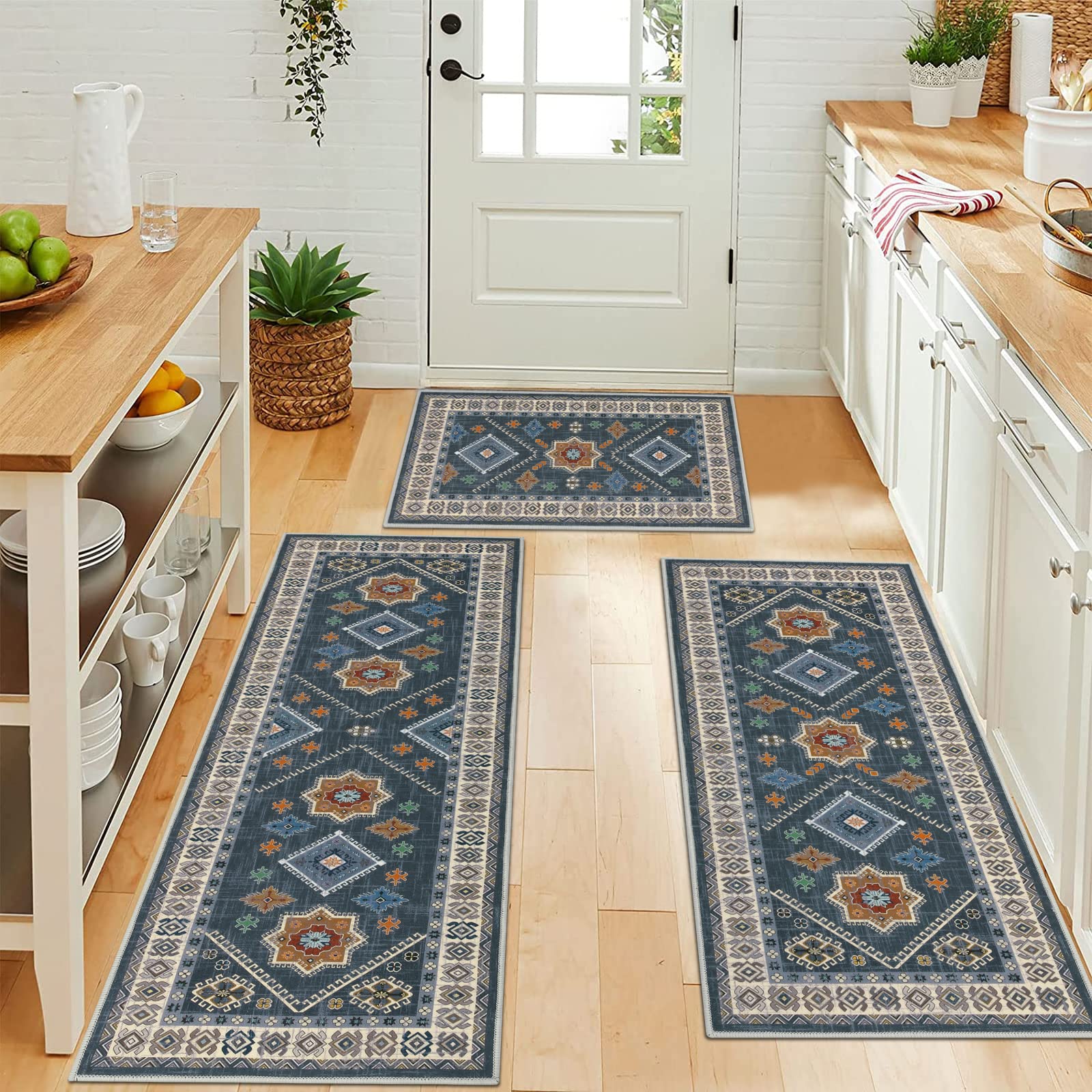 HEBE RUGS washable kitchen mat runner simplifies cleanup after cooking.
