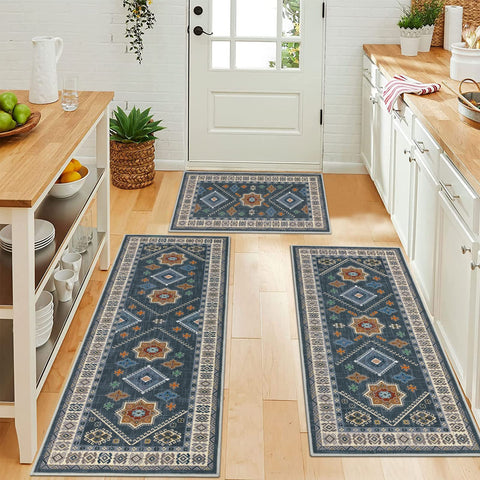 HEBE RUGS washable kitchen mat runner simplifies cleanup after cooking.