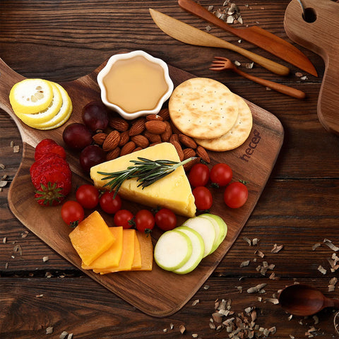 hecef acacia wood cheese board cutting surface with natural grain