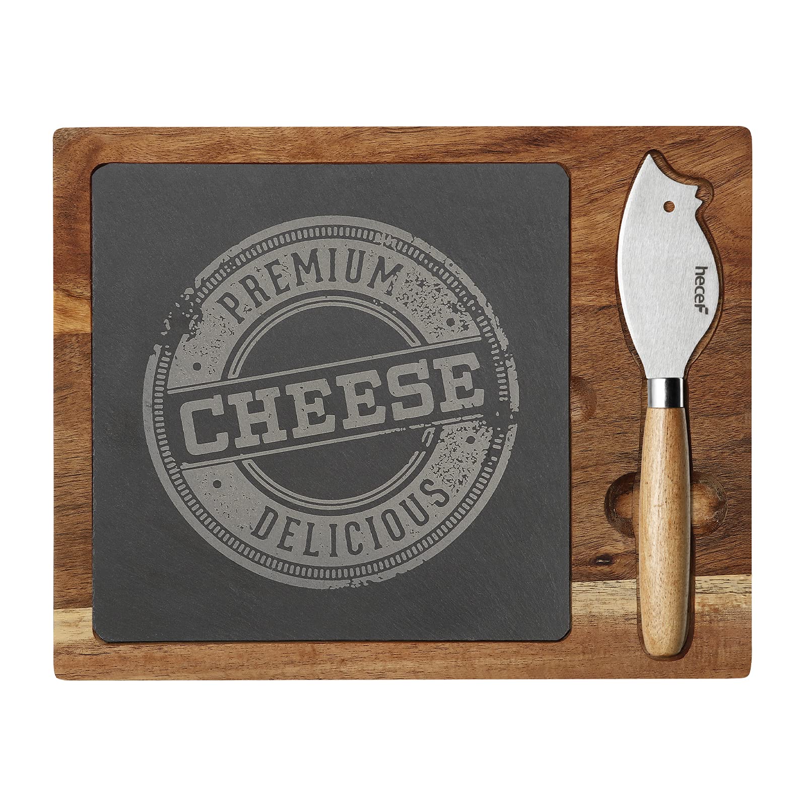 hecef acacia wood cheese board with slate centerpiece for elegant gatherings