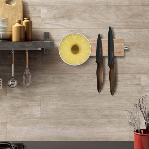 Hecef magnet strong, wall-mount display, safe storage for sharp tools when not in use.