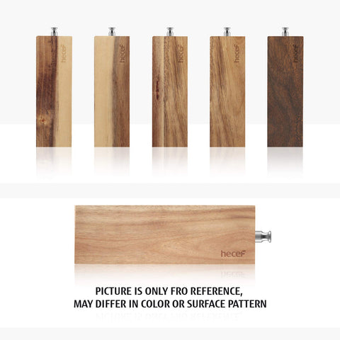 Hecef acacia wood strip, grain-detail closeup, durable magnet and natural finish.