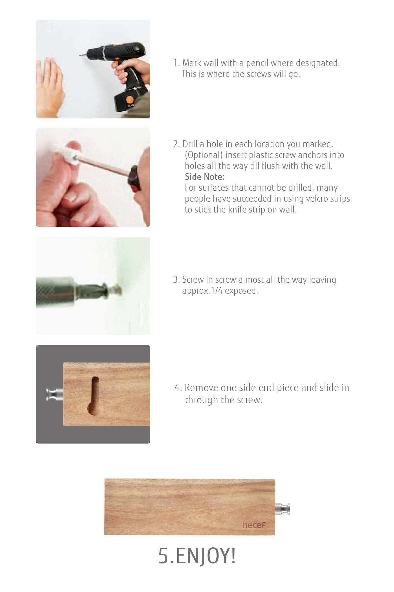 Hecef magnetic strip stores metal items, keeps kitchen counter clean and accessible.