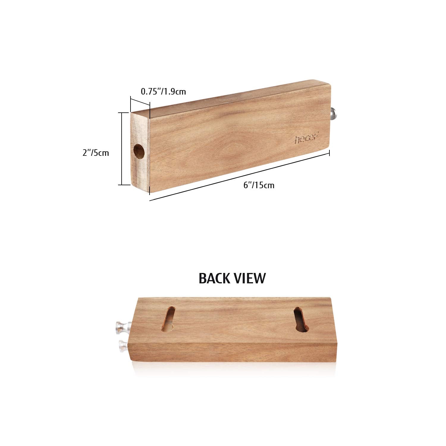 Hecef acacia wood magnetic knife strip, wall-mounted, durable kitchen organization.