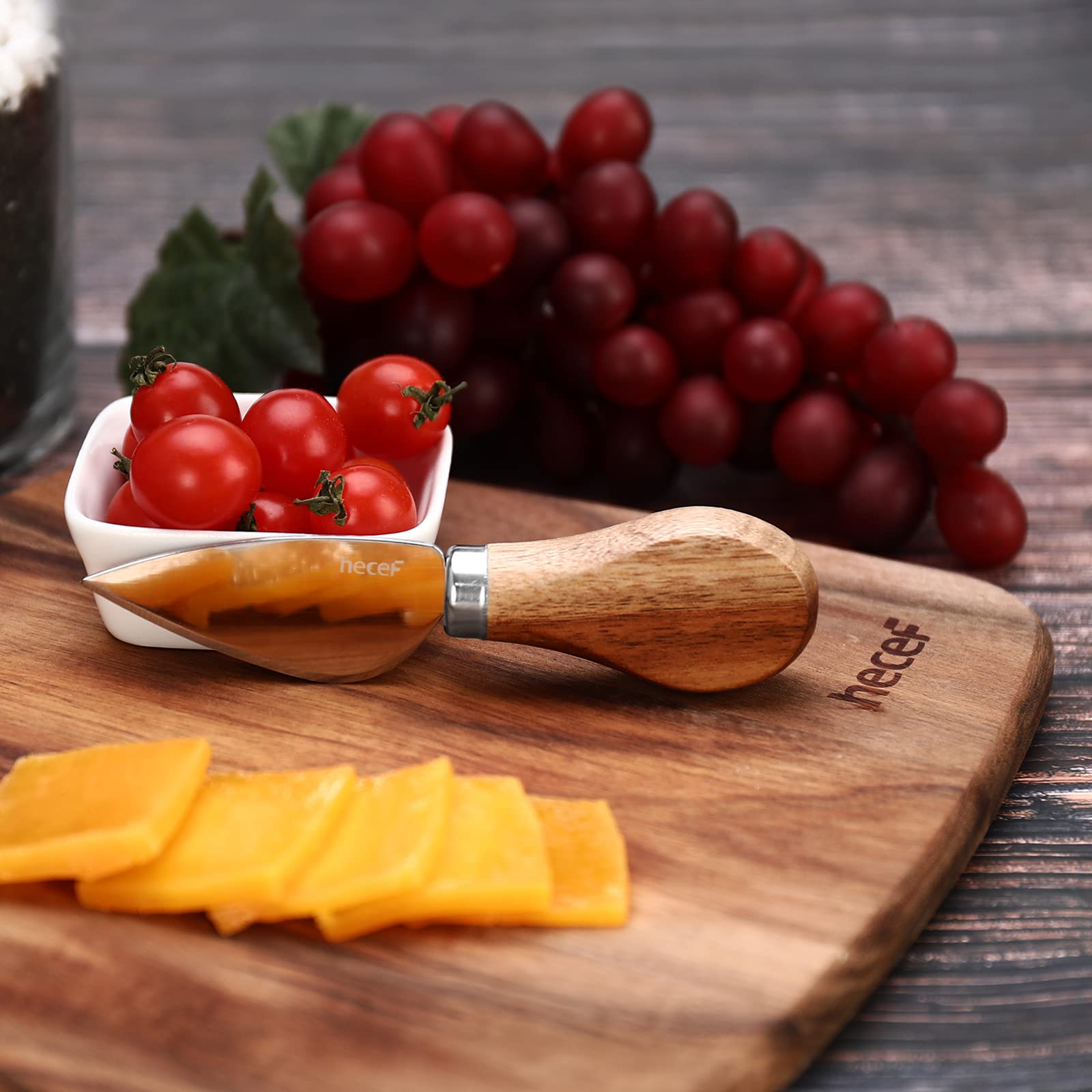 hecef cheese board set 3 knife fork included for serving