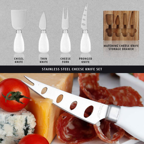 two knives with mini sharpener included with hecef cheese board