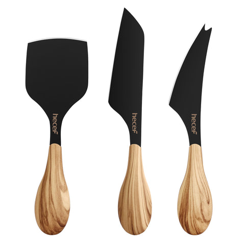 hecef cheese knife set pronged blade for hard cheese on a board