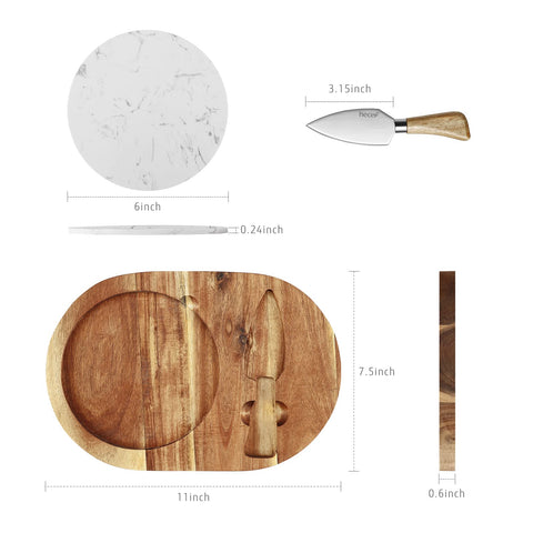 The hecef cheese knife with acacia handle provides precise cutting.