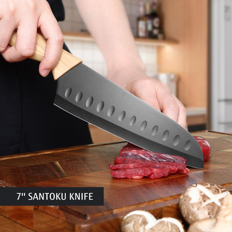 hecef knife set packaging close-up showcases gift-ready box