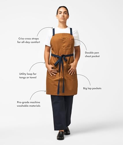 hedley & bennett Crossback Apron in house red looks sleek