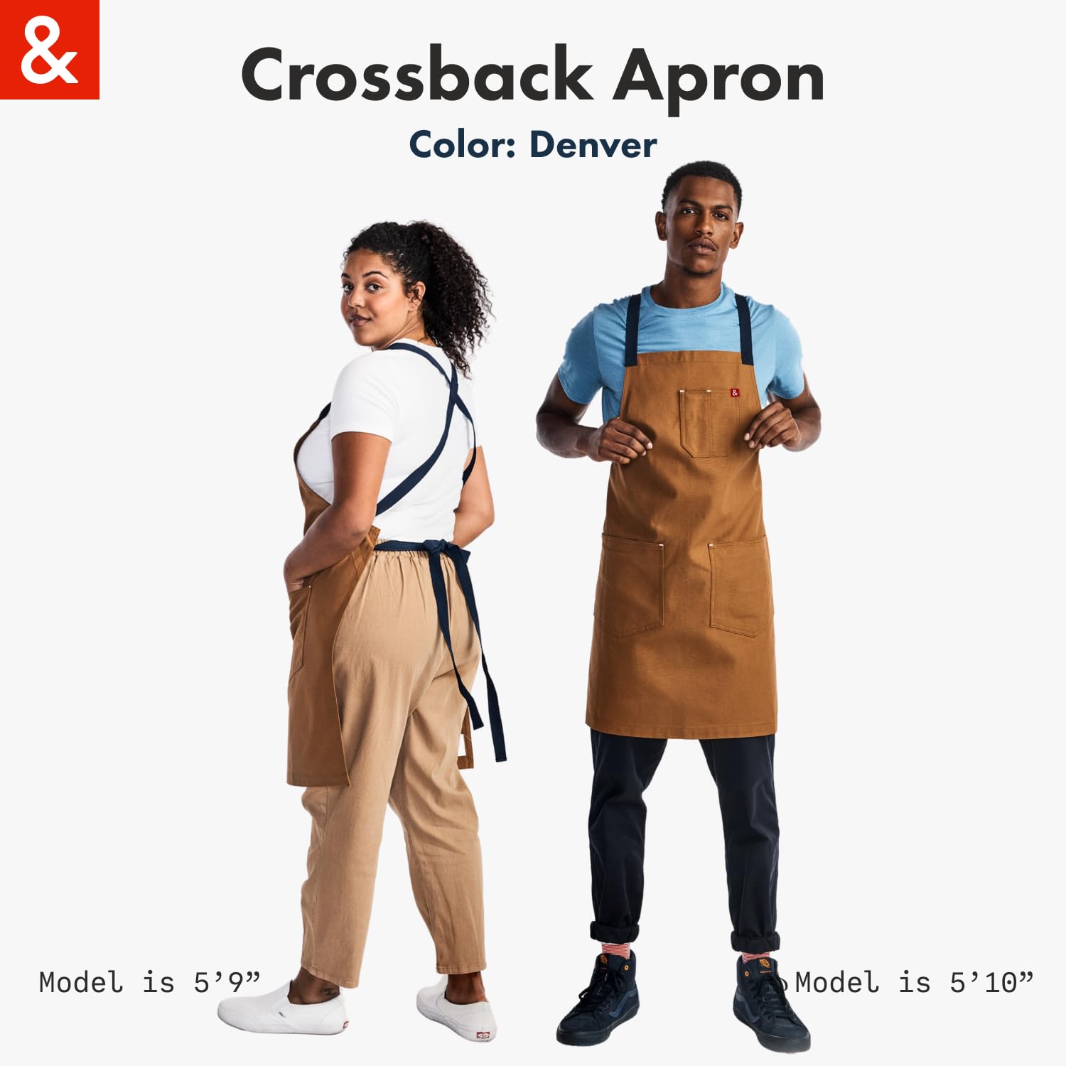 Hedley Bennett Crossback Apron in use shows versatile kitchen and outdoor grilling readiness.