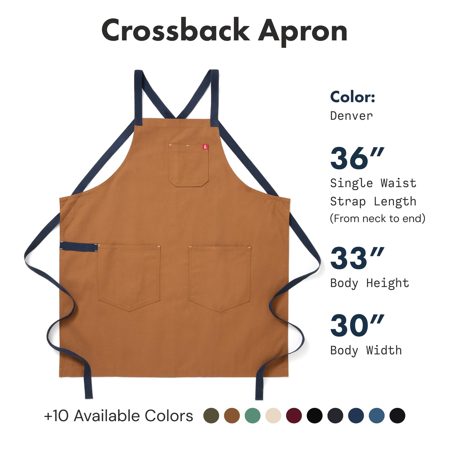 Hedley Bennett Crossback Apron strap detail emphasizes comfort and durability during prep.