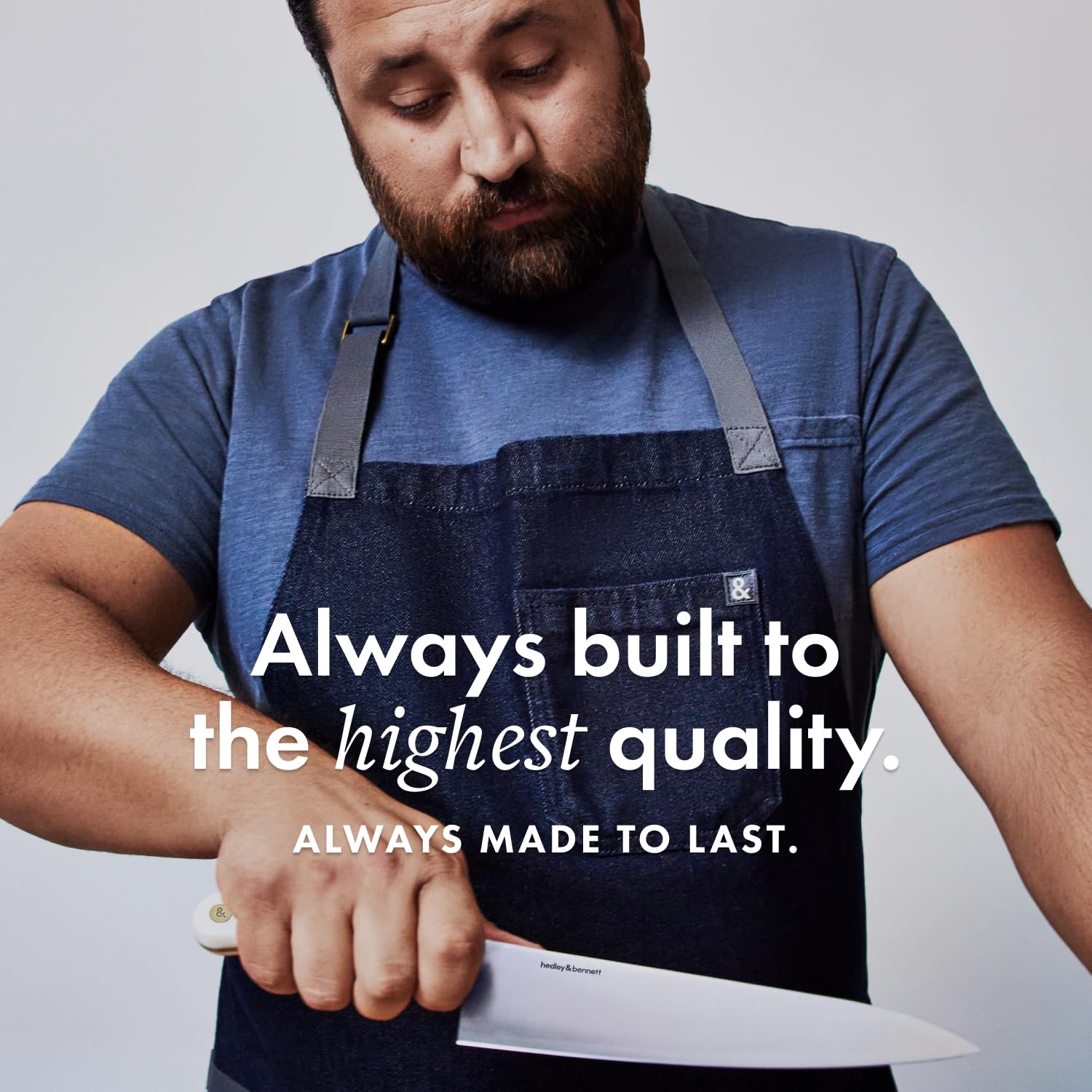 Hedley & Bennett Essential Apron 12oz canvas fabric emphasizes long-lasting durability.