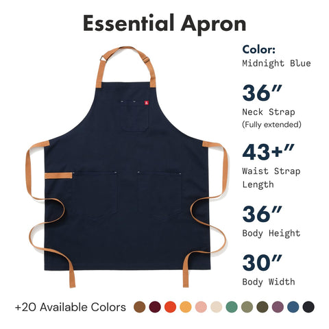 Hedley & Bennett Essential Apron with adjustable neck strap demonstrates customizable fit.