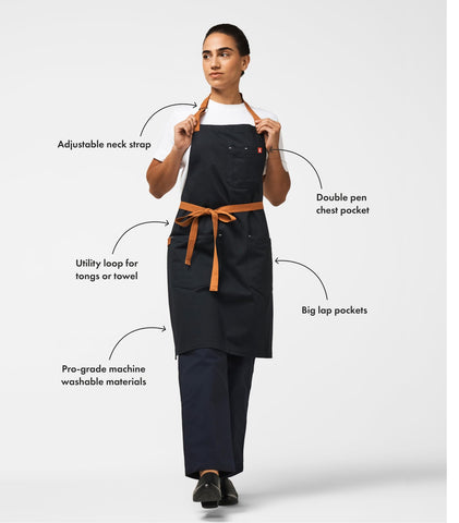 Hedley & Bennett Essential Apron pockets closeup highlighting two lap pockets and a utility loop.
