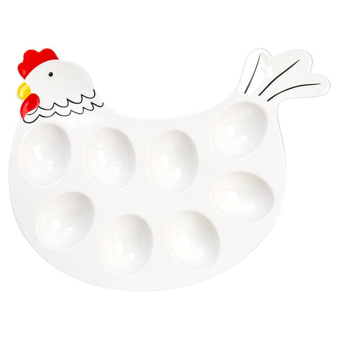 Hedume ceramic hen egg dish shown as festive centerpiece