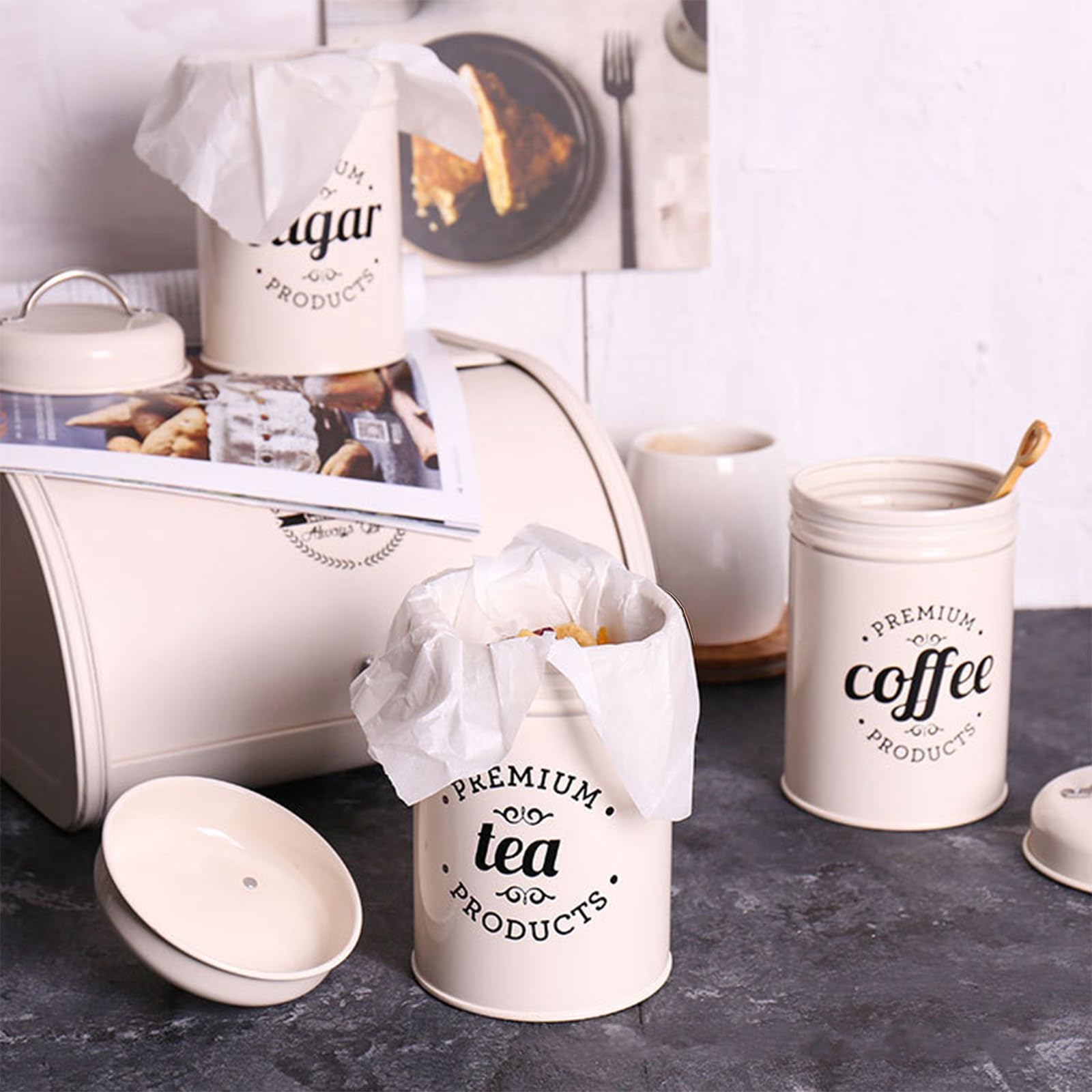 Hedume nesting kitchen canister set shown together for compact storage.