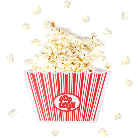 Hedume classic red white striped popcorn boxes front view, reusable and durable