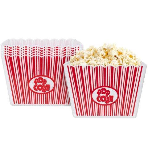 Hedume reusable plastic popcorn boxes close-up showing durable material