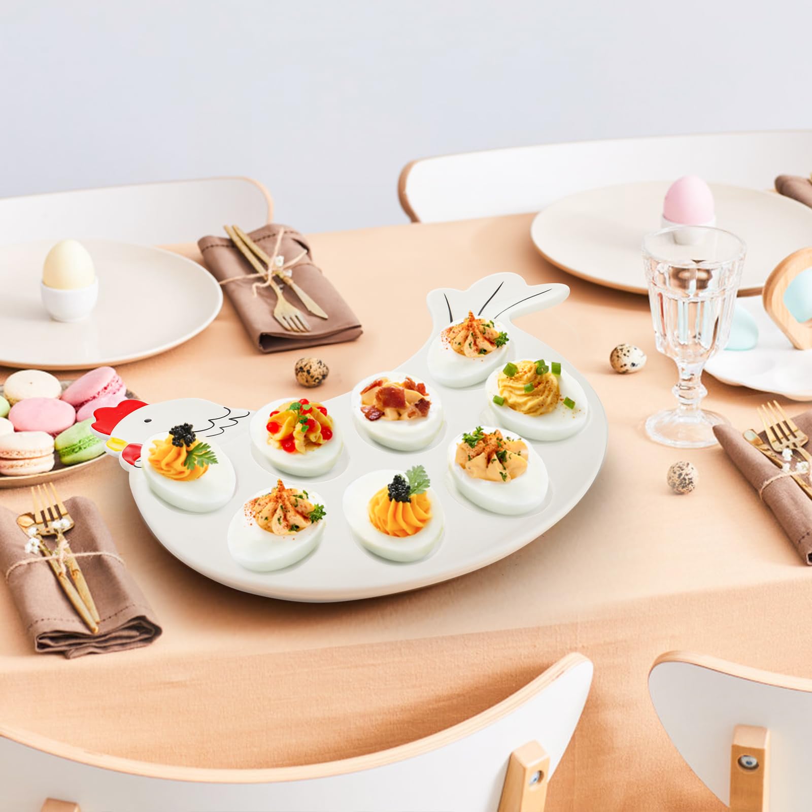 Hedume porcelain egg dish with easy-clean glaze